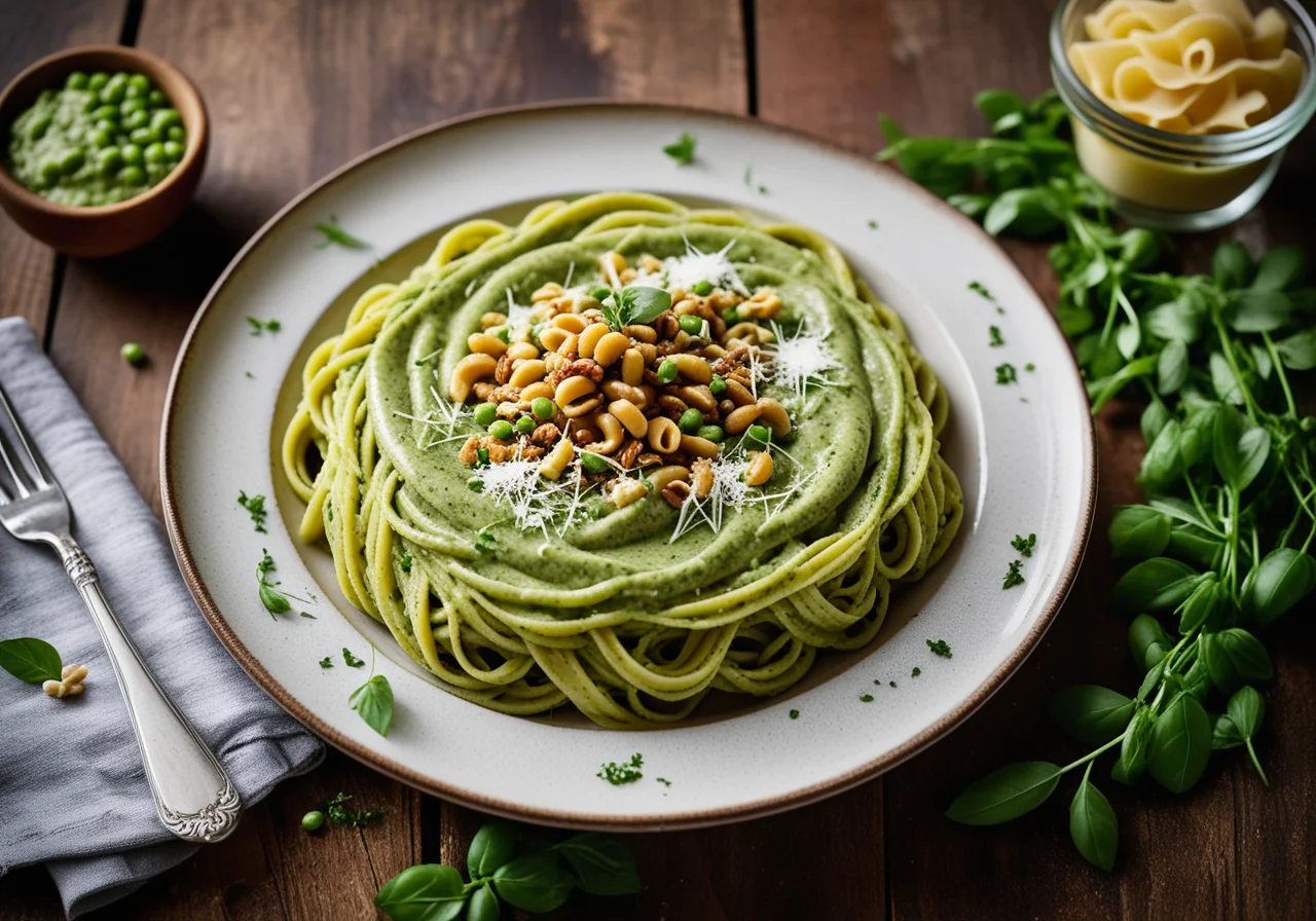 Pasta with Peas and Homemade Pesto