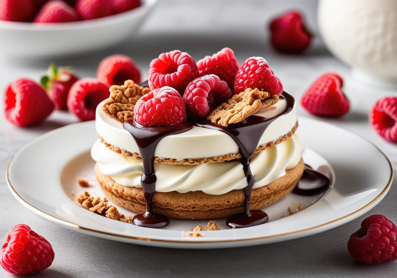 Cream Layered Dessert with Fruit and Amaretti