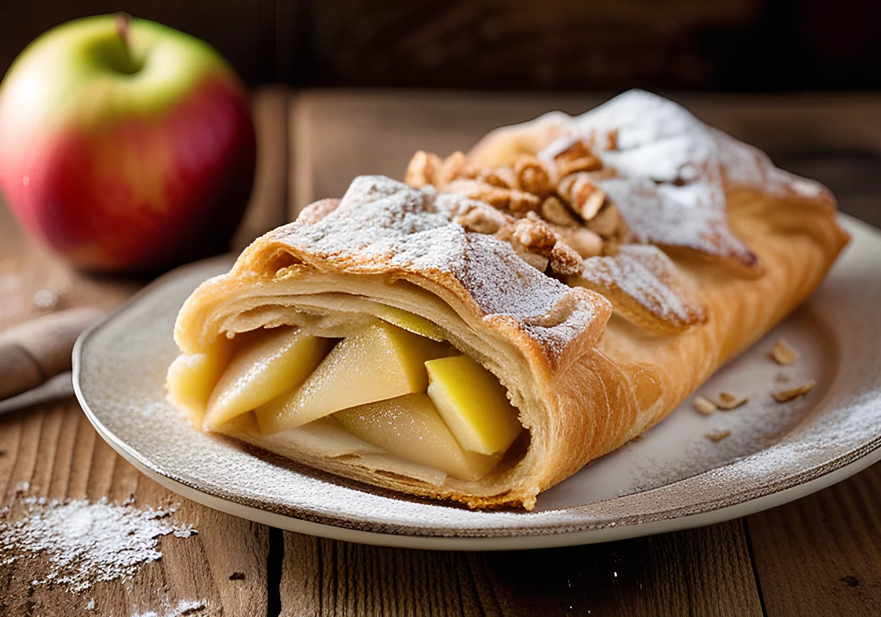Apple Strudel with Powdered Sugar