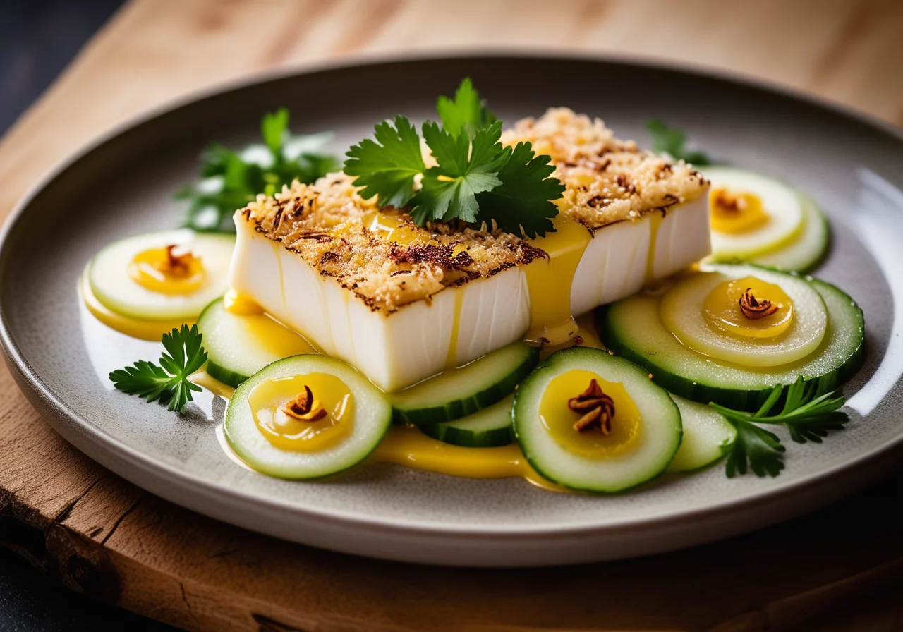 Fish with Vegetables and Mustard Sauce