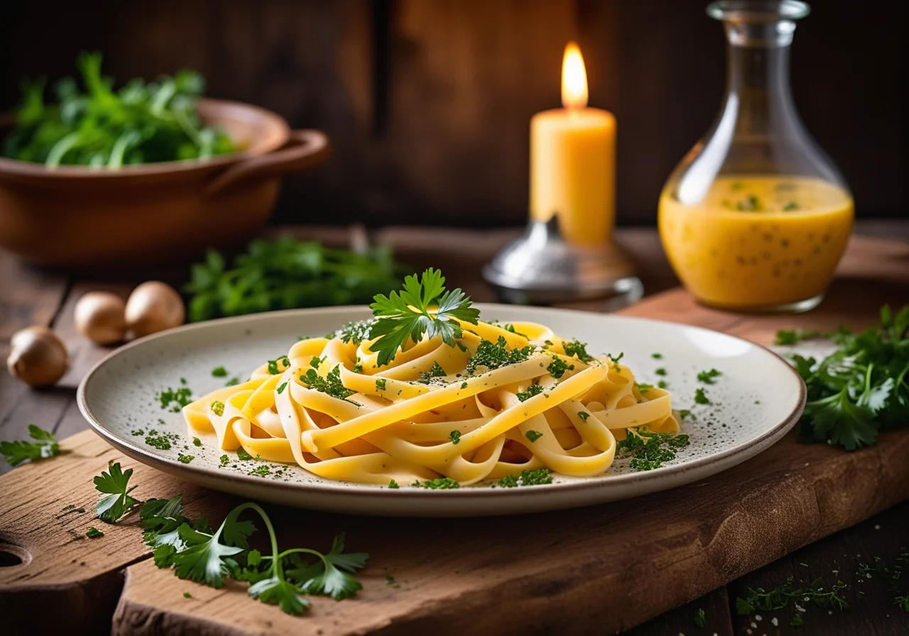Saffron Pasta with Cheese Sauce
