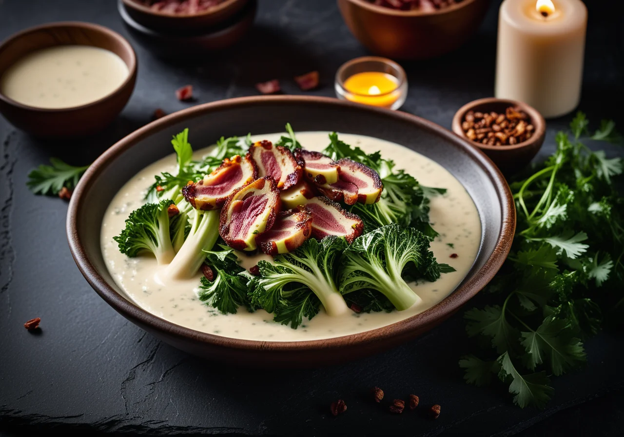 Savoy Cabbage in Creamy Bacon Sauce