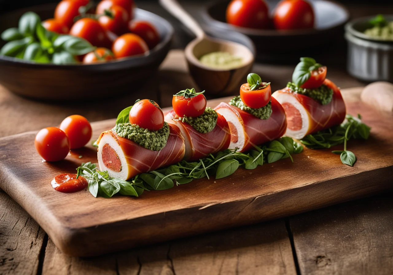 Sea Bass with Pesto Ham Coating