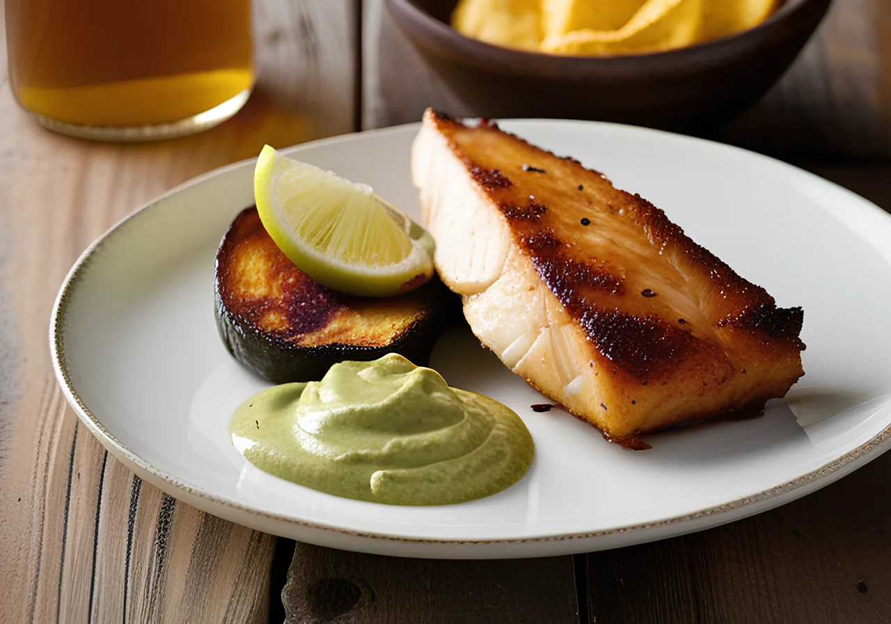 Fish Fillet in Grana Padano Beer Batter with Oven‑Roasted Potatoes and Avocado Dip