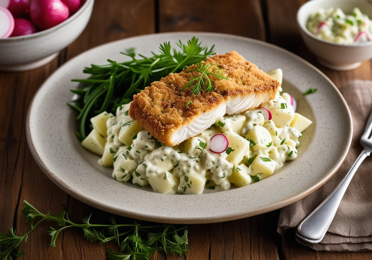 Breaded Redfish with Salad