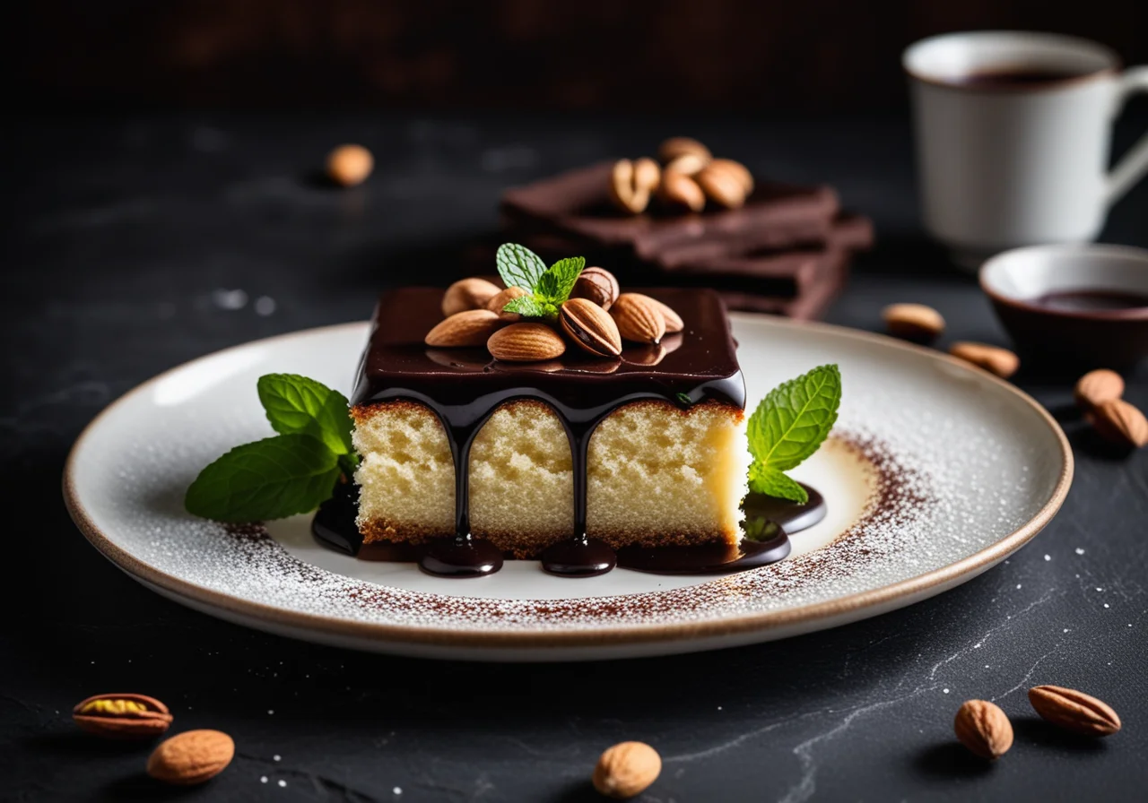 Juicy Chocolate Cake with Pine Nuts