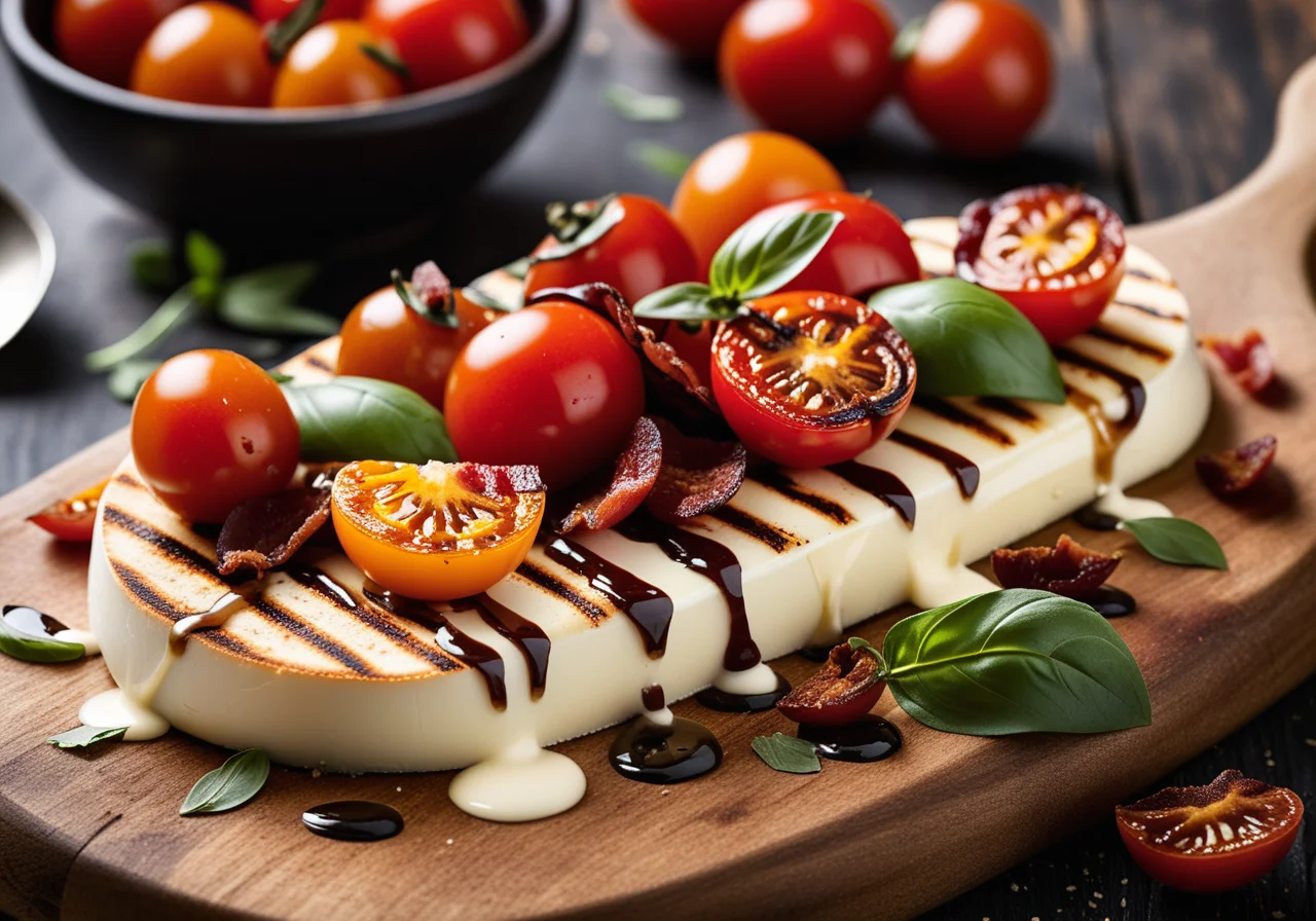 Grilled Mozzarella with Bacon and Tomatoes
