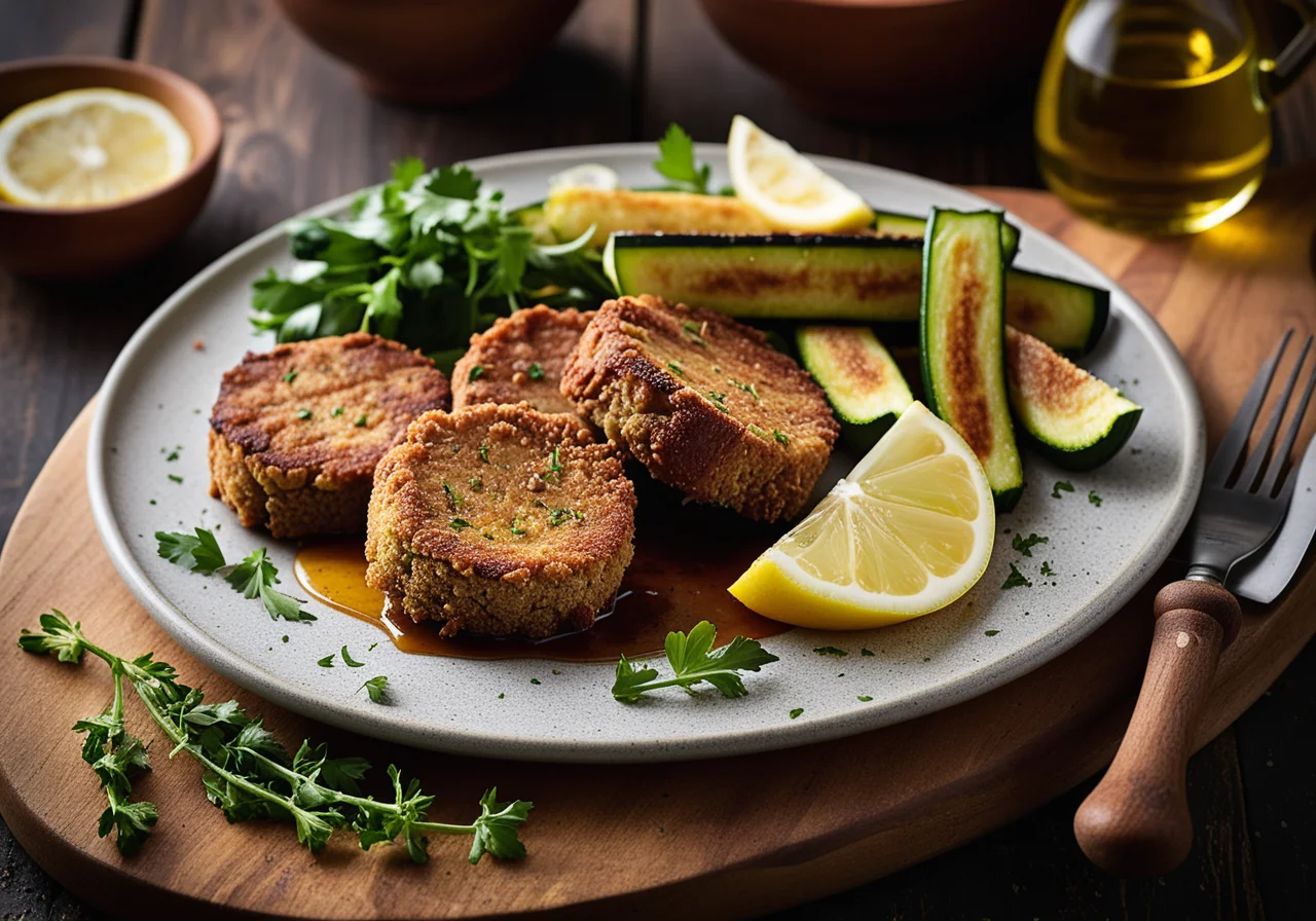 Baked Veal Cutlets with Fried Zucchini