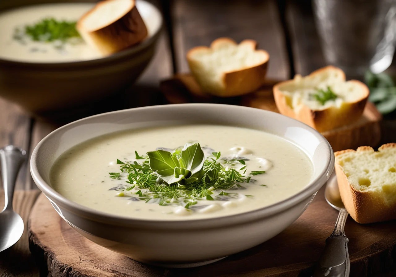 Artichoke Soup with Herbs and Croutons