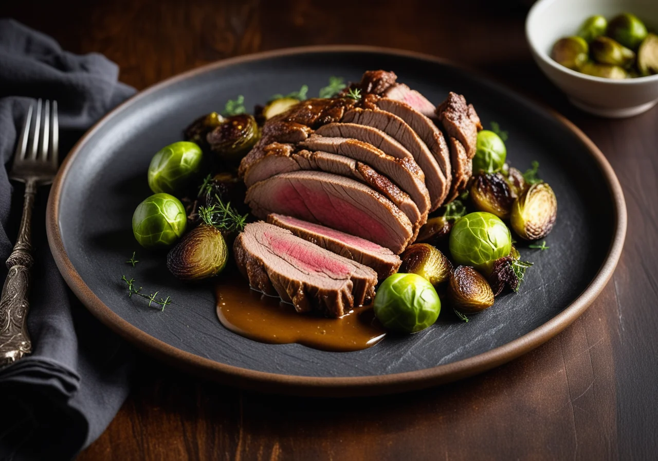 Heidschnuckenkeule in creamy juniper sauce