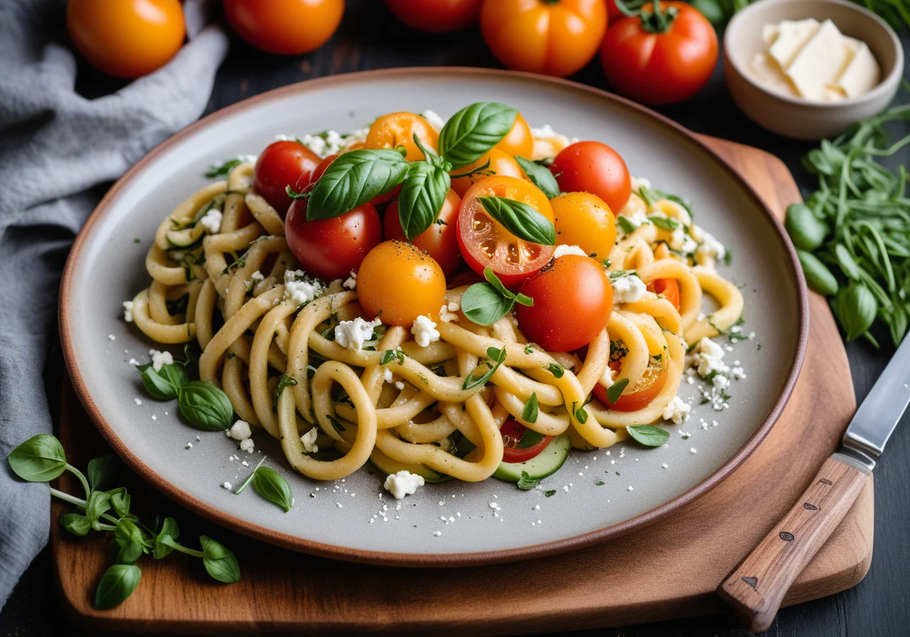 Tomato Spätzle with Sheep Cheese