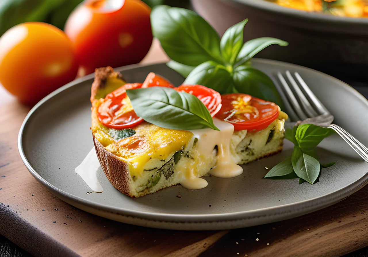 Tomato Omelette with Zucchini and Basil