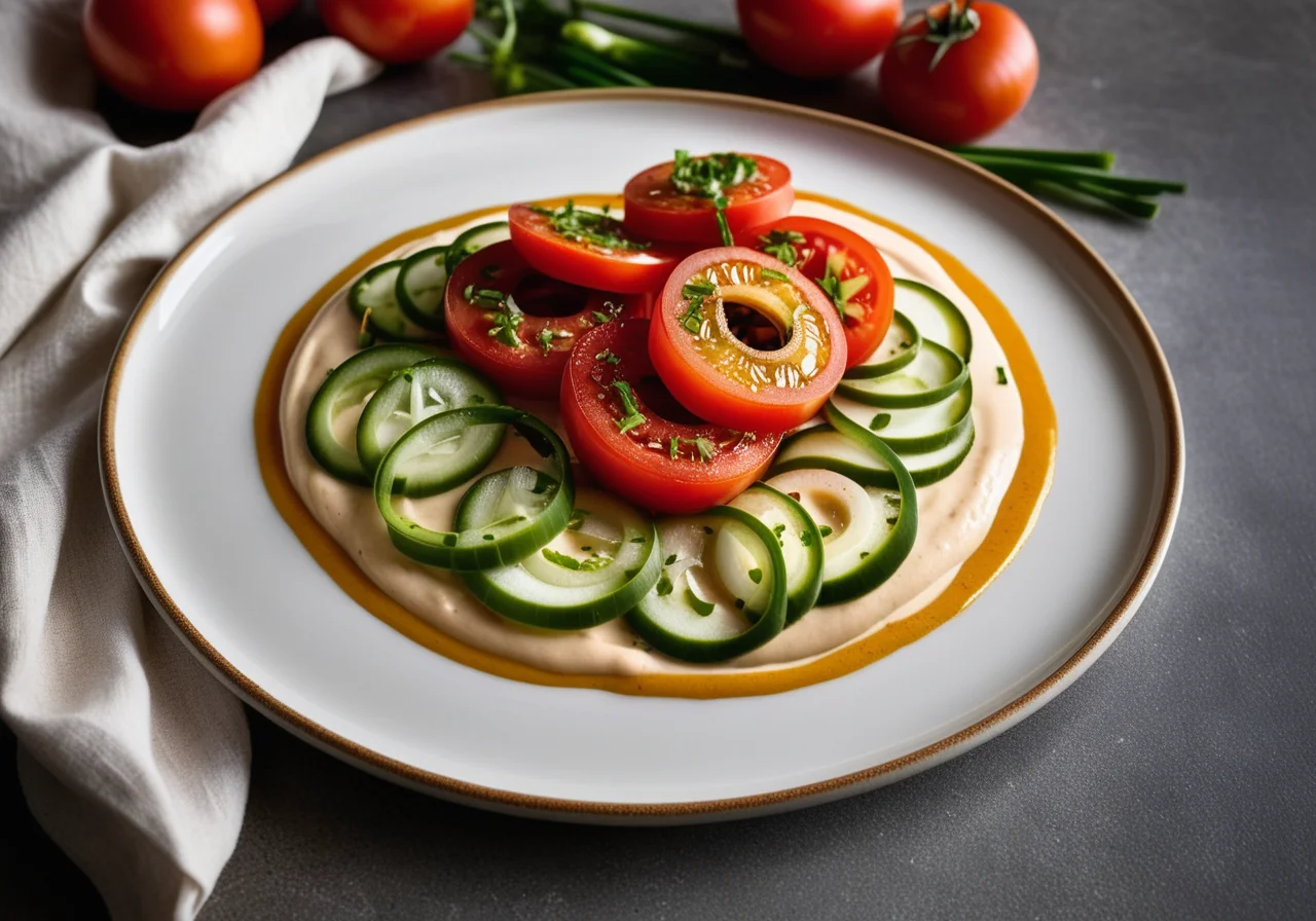 Mustard Sauce with Spring Onions and Tomato