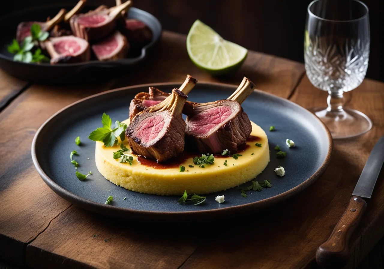 Lamb Chops with Cheese Polenta