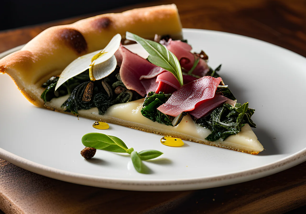 Potato Pizza with Truffles, Swiss Chard and Bresaola