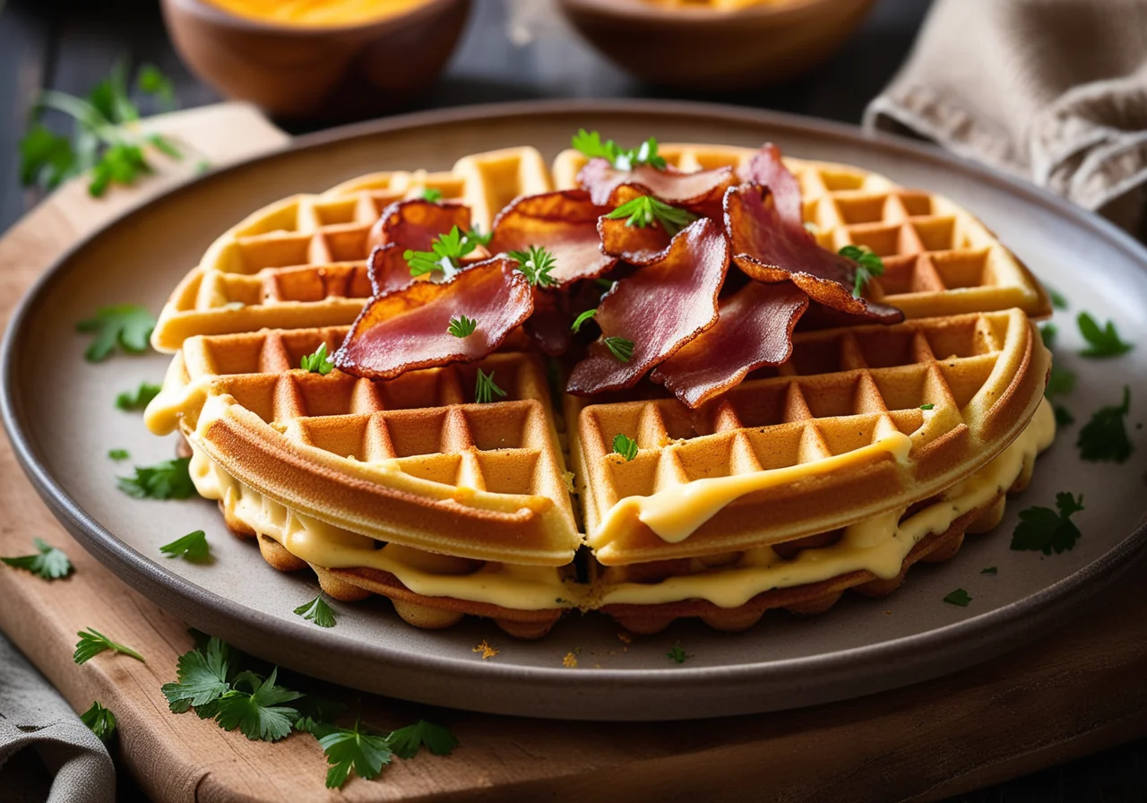 Spicy Potato Cheese Waffles