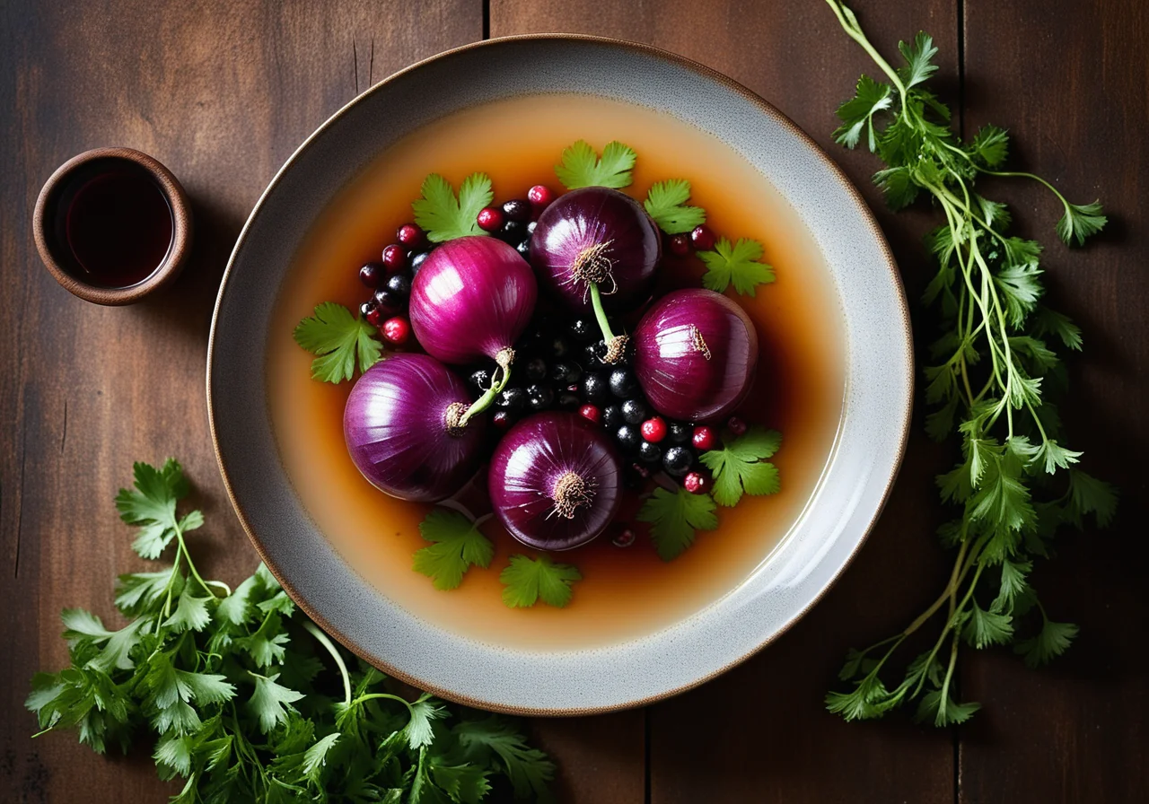 Red Onions with Fish Berry Filling