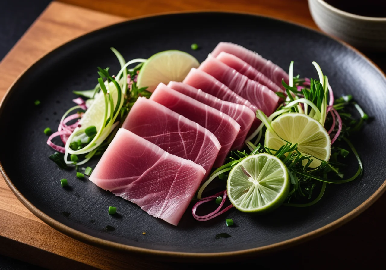 Raw Fish with Scallions and Seaweed