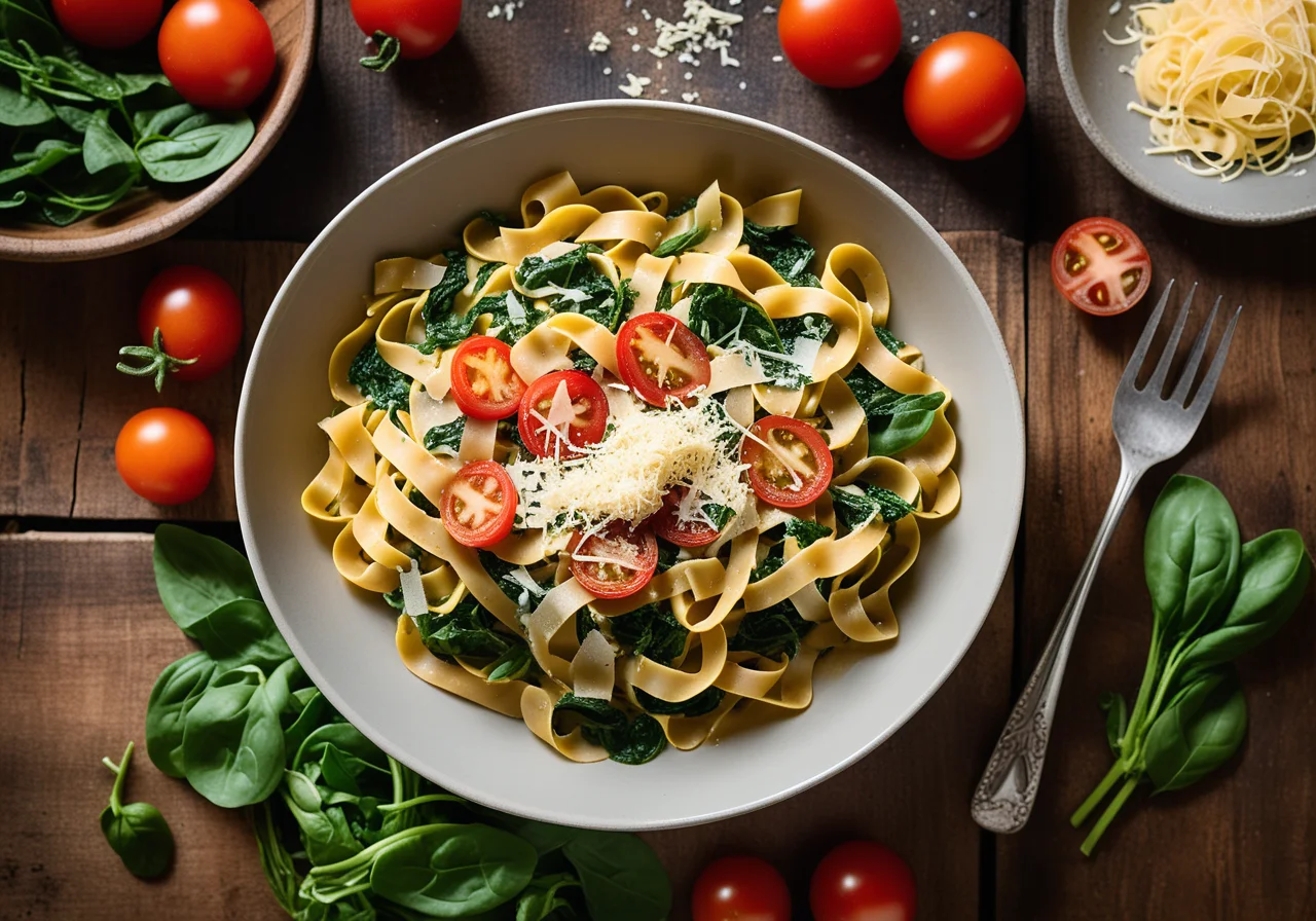Pasta with Spinach Lentil Sauce