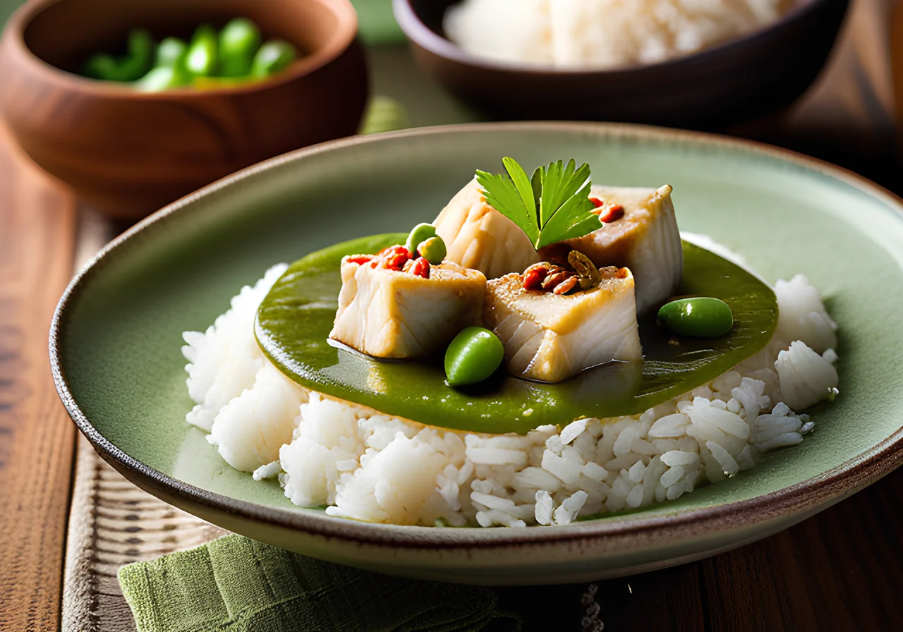 Green Fish Curry with Rice