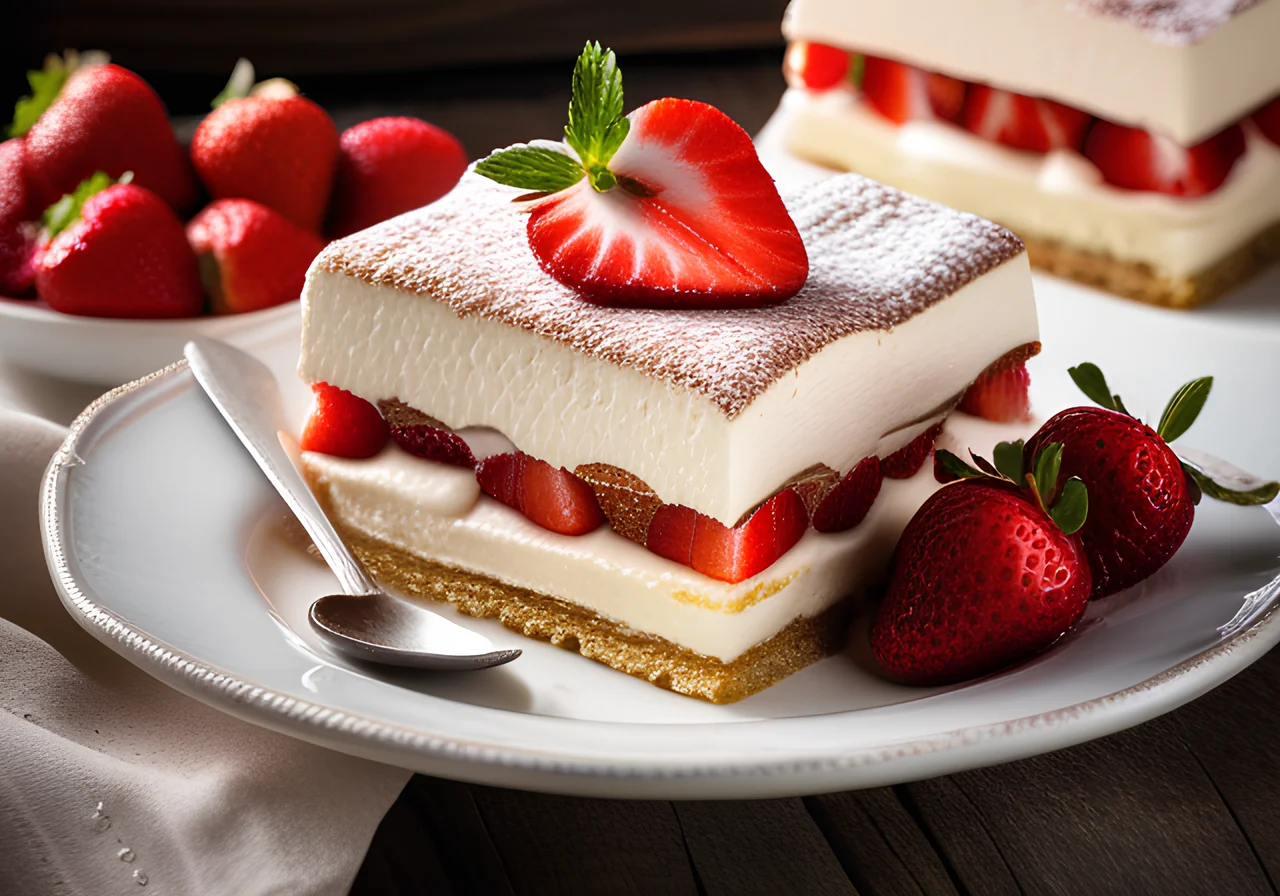 Strawberry Tiramisu with Mascarpone, Quark and Cream