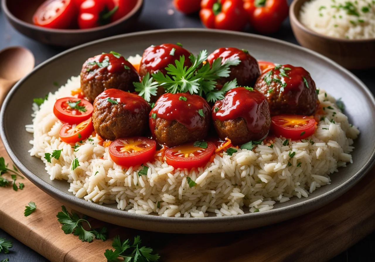 Meatballs with Paprika Rice