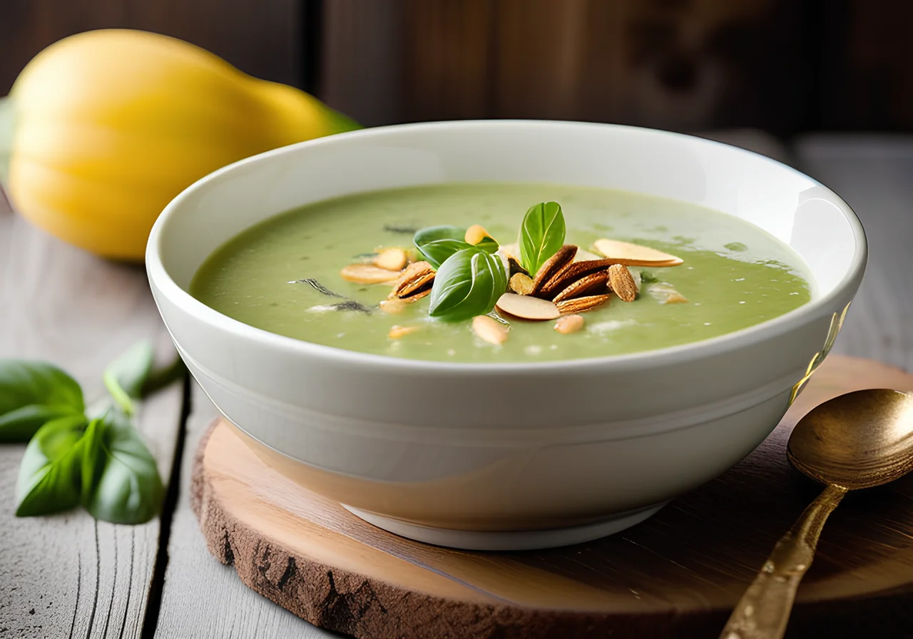 Creamy Zucchini Soup with Almonds