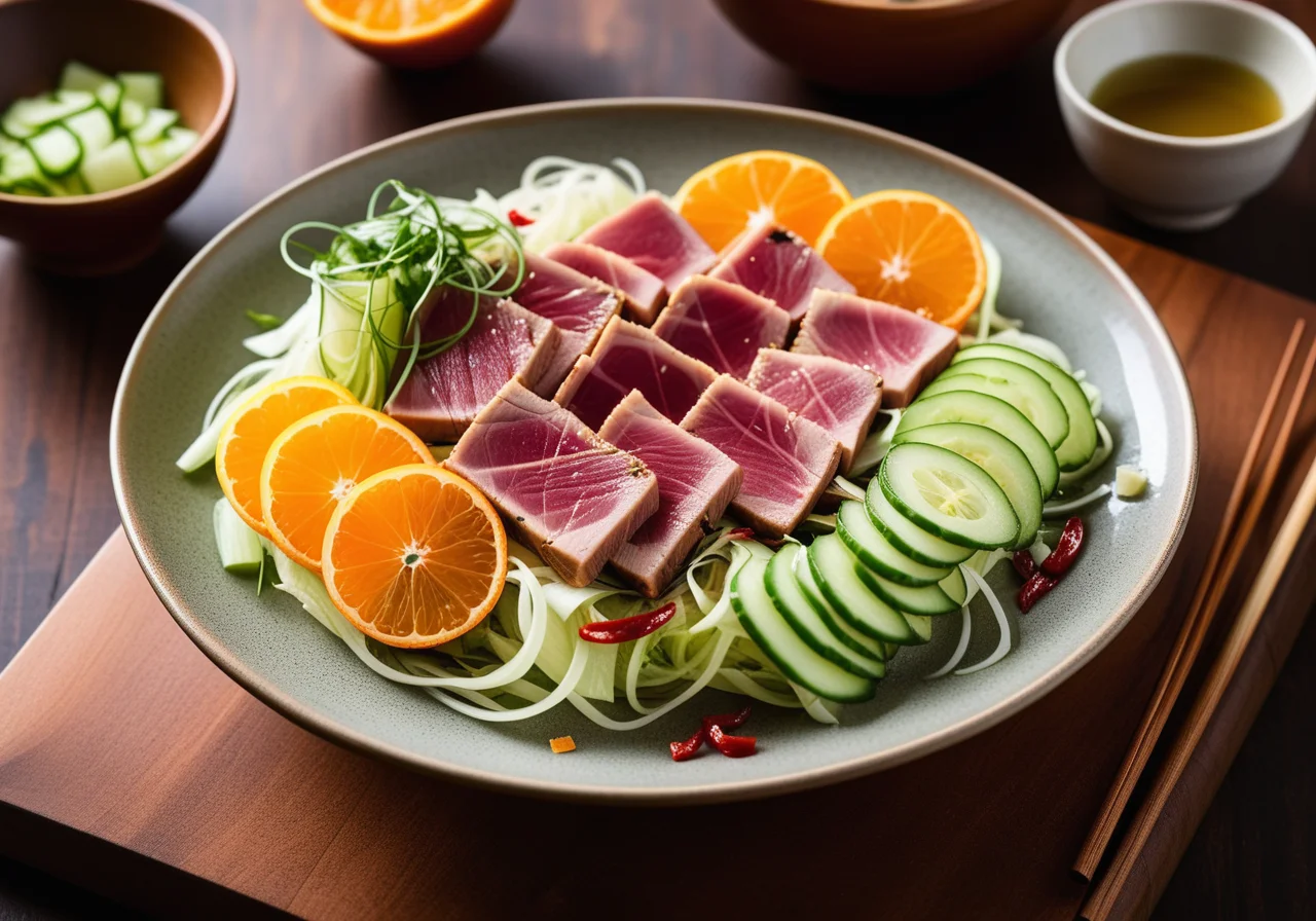 Tuna with Fruity Cucumber Salad