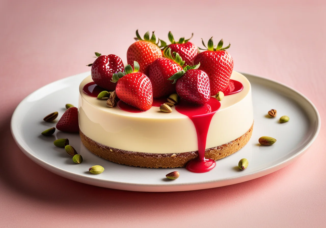 Panna-Cotta Cake with Strawberries and Almond Rim