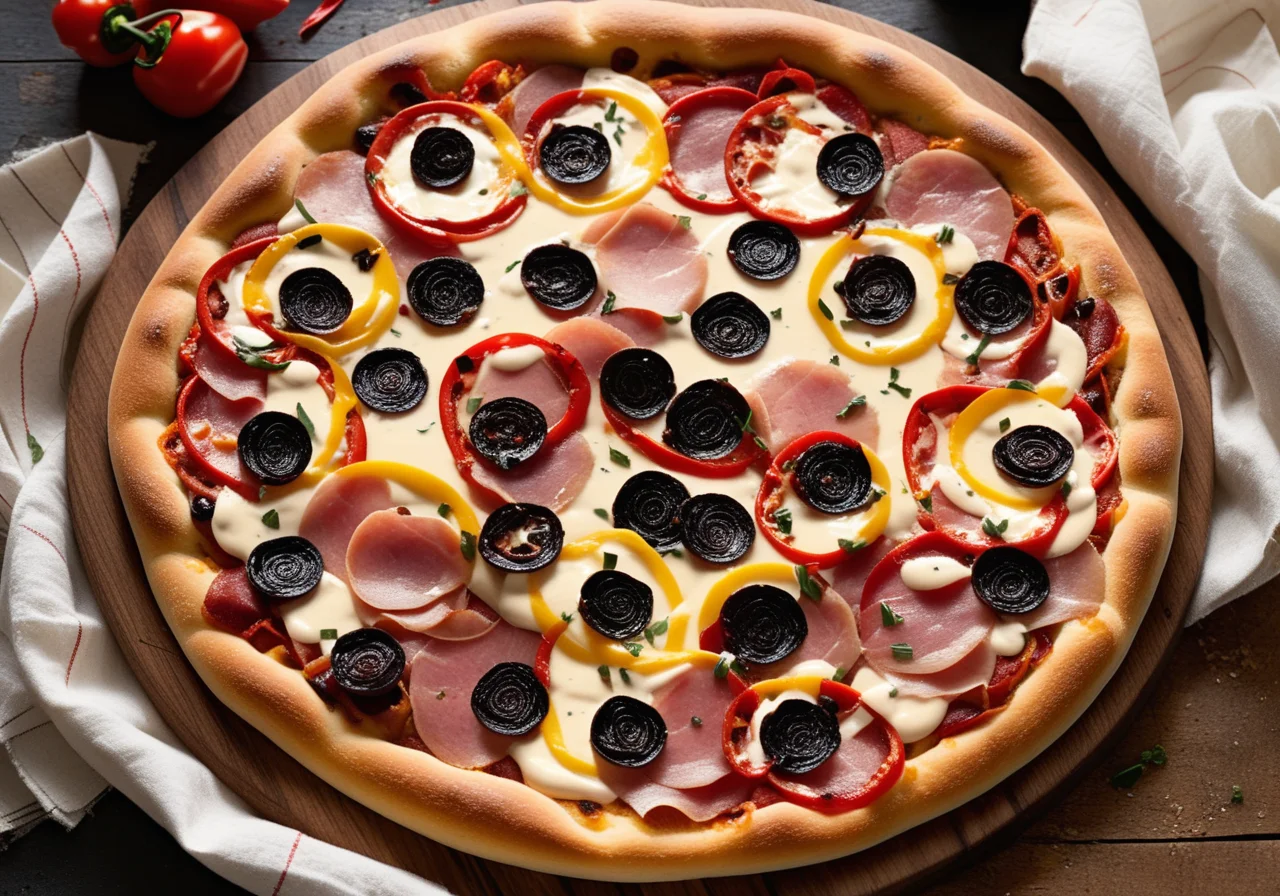 Flammkuchen with Paprika and Olives