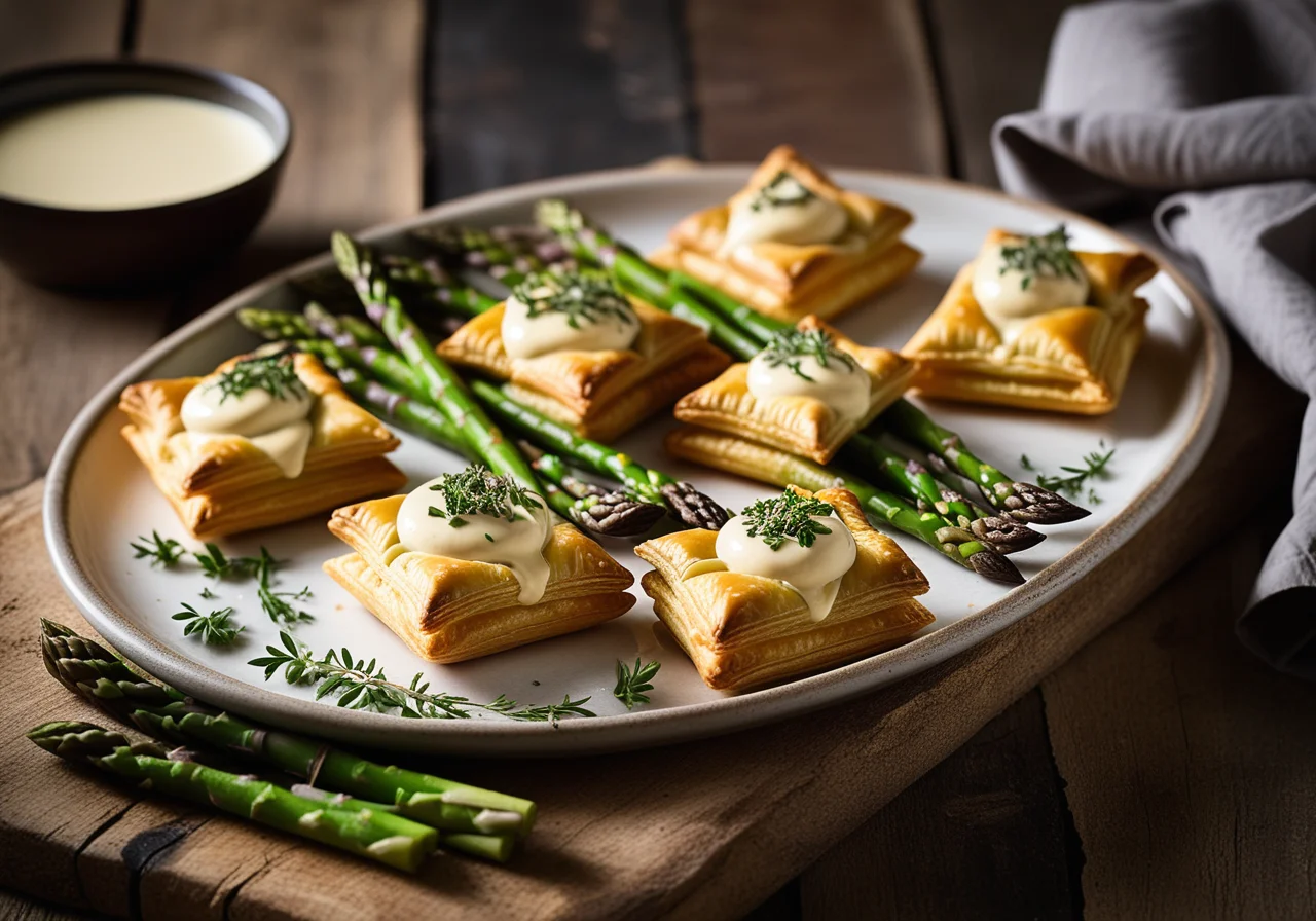 Asparagus Wrapped in Puff Pastry with Morel Sauce