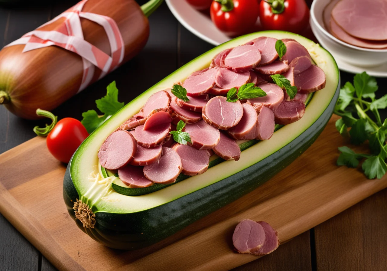 Stuffed Zucchini with Cooked Ham