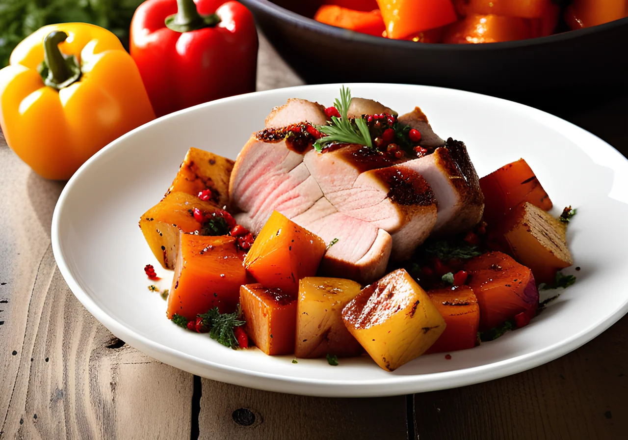 Roast with Bell Pepper Potatoes