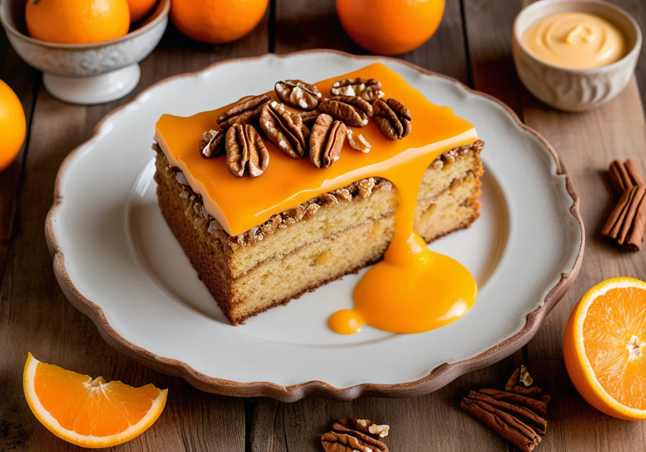 Festive Orange Cream Walnut Cake