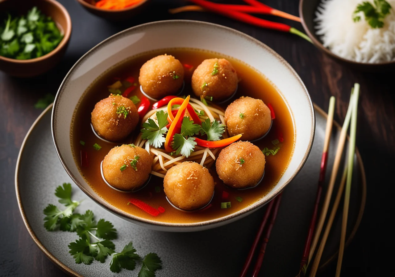 Asian Vegetable Soup with Fish Balls