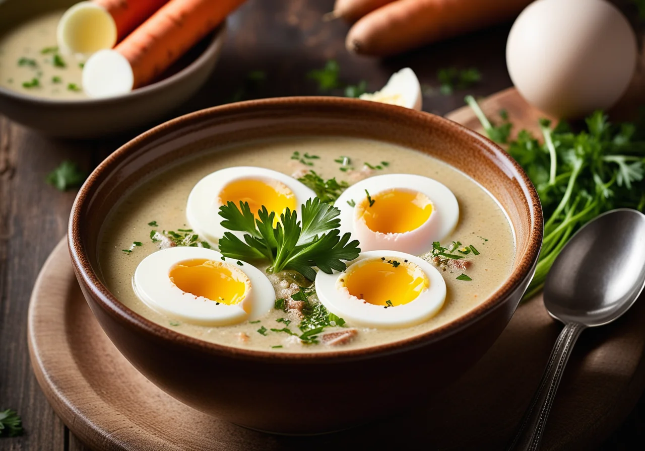 Soup with Egg and Polish Sausage