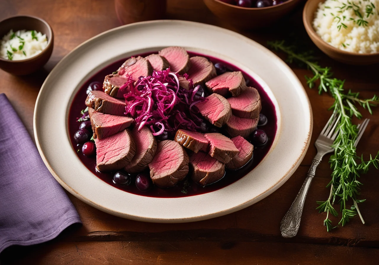 Beef Stew with Grapes and Red Cabbage