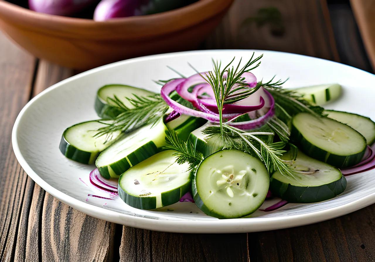 Cucumber Salad with Vinegar and Oil Dressing