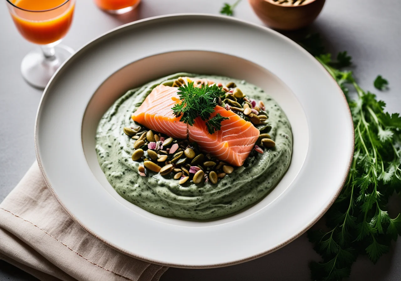 Creamy Nettle Sauce with Smoked Salmon