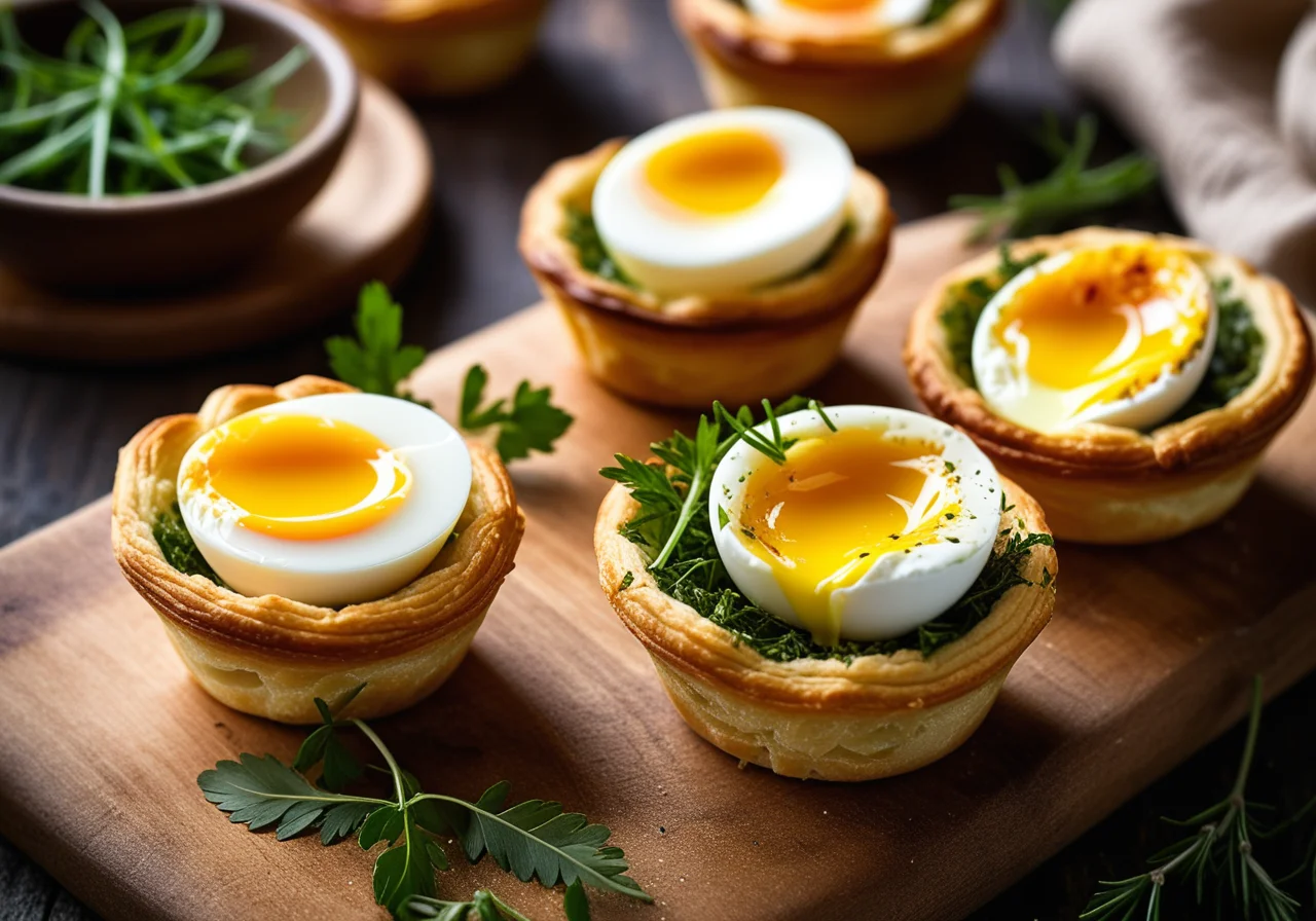 Herb and Egg Puff Pastry Cups