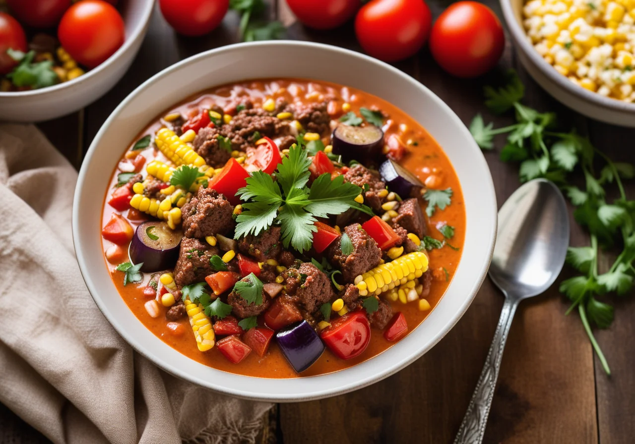 Eggplant Ground Beef Stew