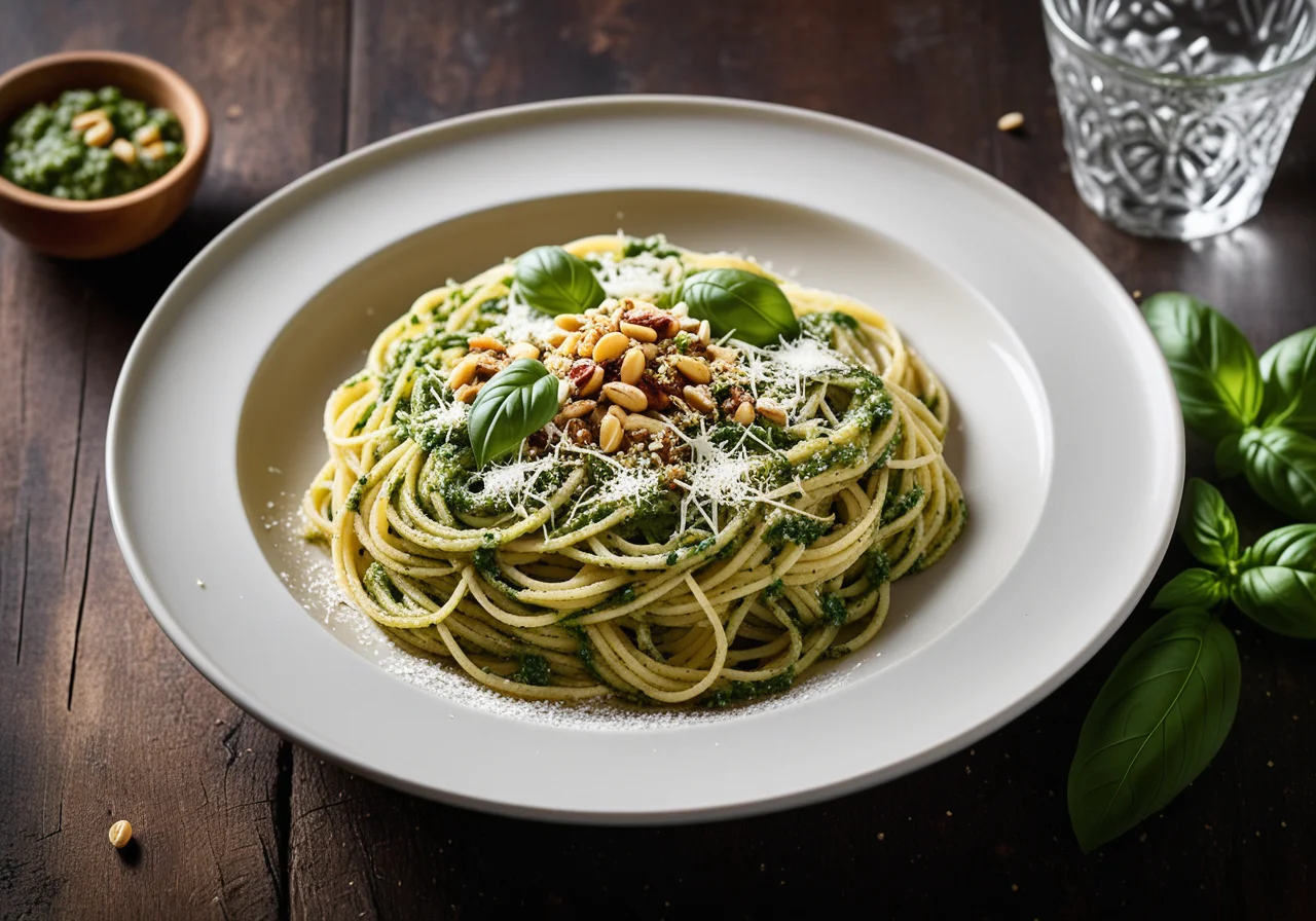 Spaghetti with Basil Pesto