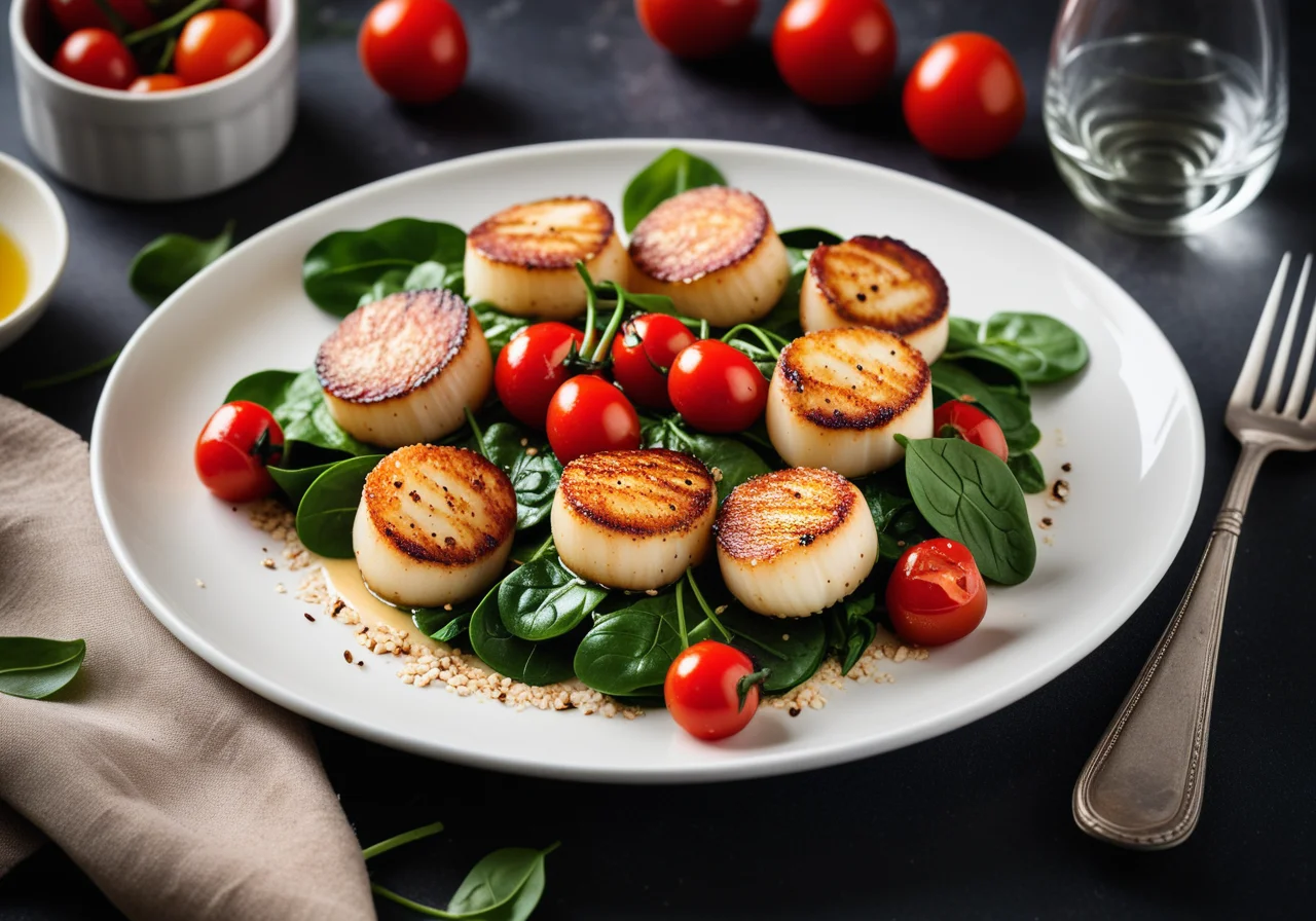 Scallops with Spinach Salad