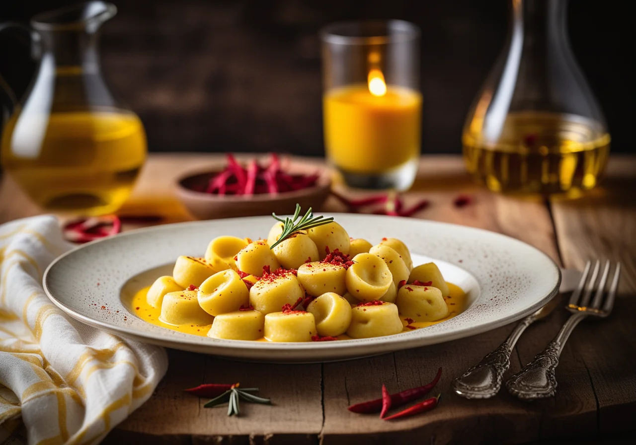 Potato Gnocchi in White Wine Saffron Sauce