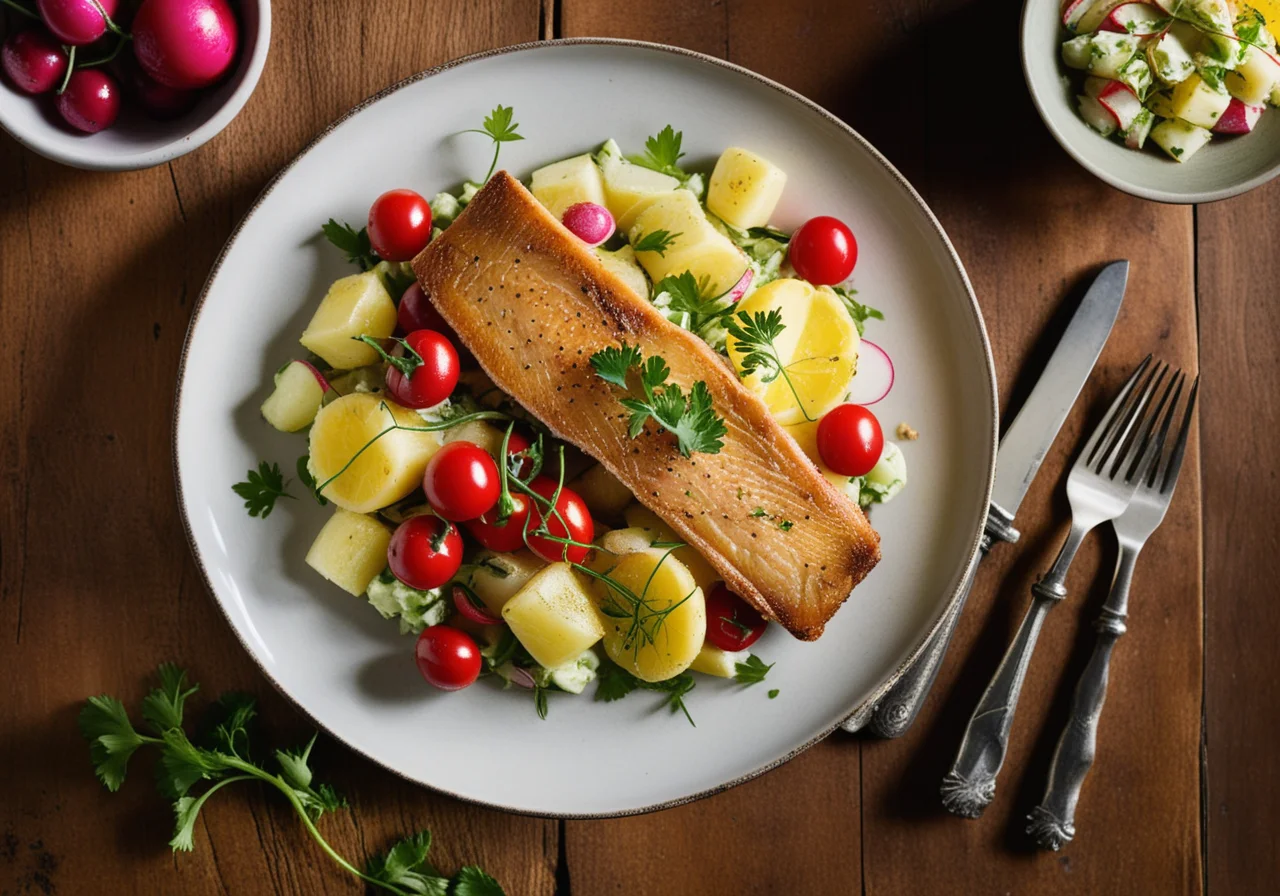 Pan‑fried Trout with Colorful Potato Salad