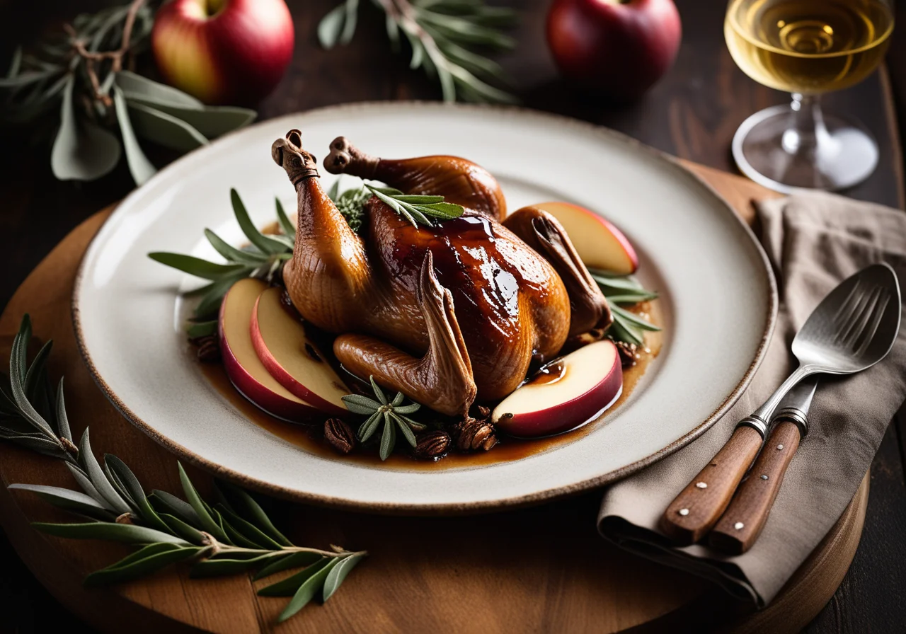 Braised Quail with Apples