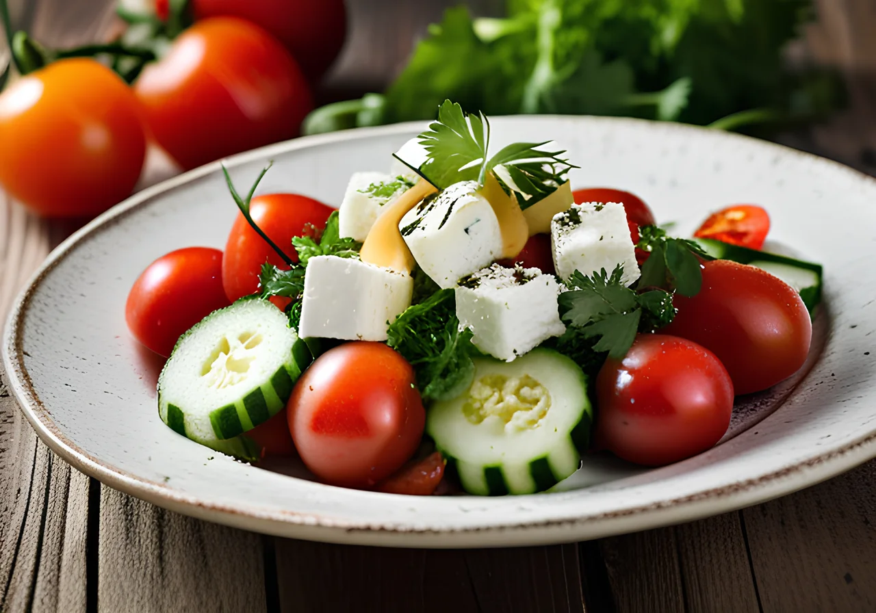 Cucumber Salad with Tomatoes and Goat Cheese