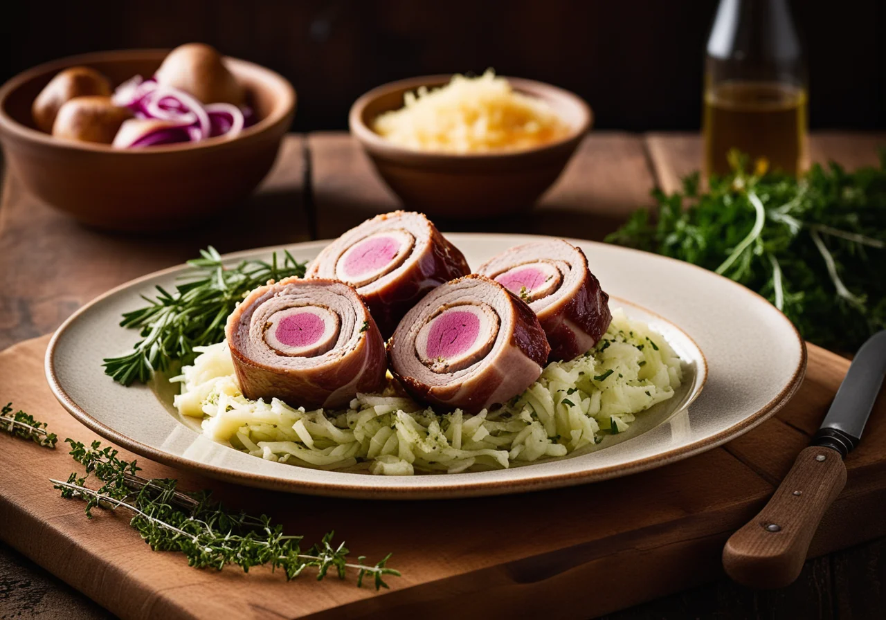 Spaghetti Pork Roulades on Sauerkraut