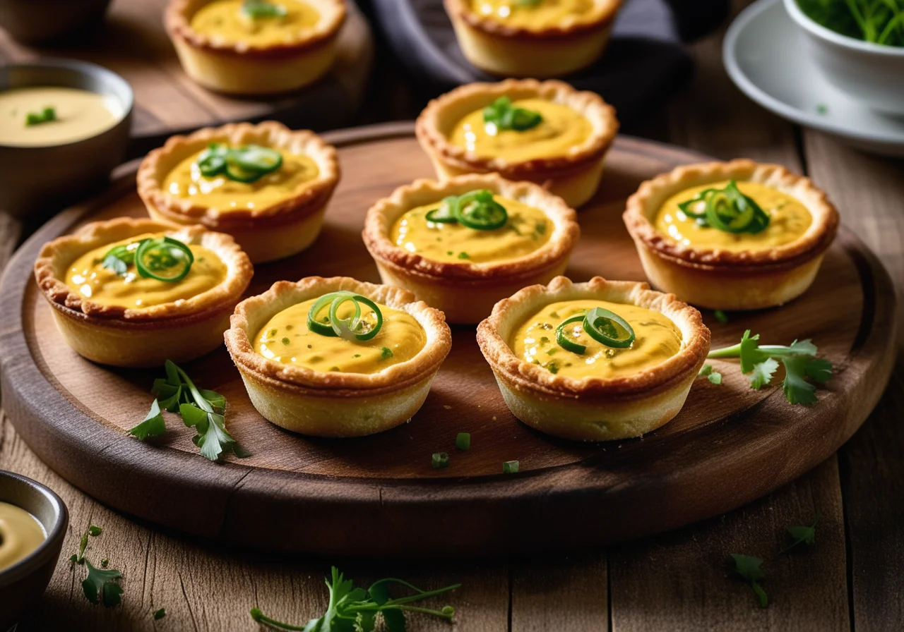 Spicy Mini Quiches with Curry Chicken and Mushrooms