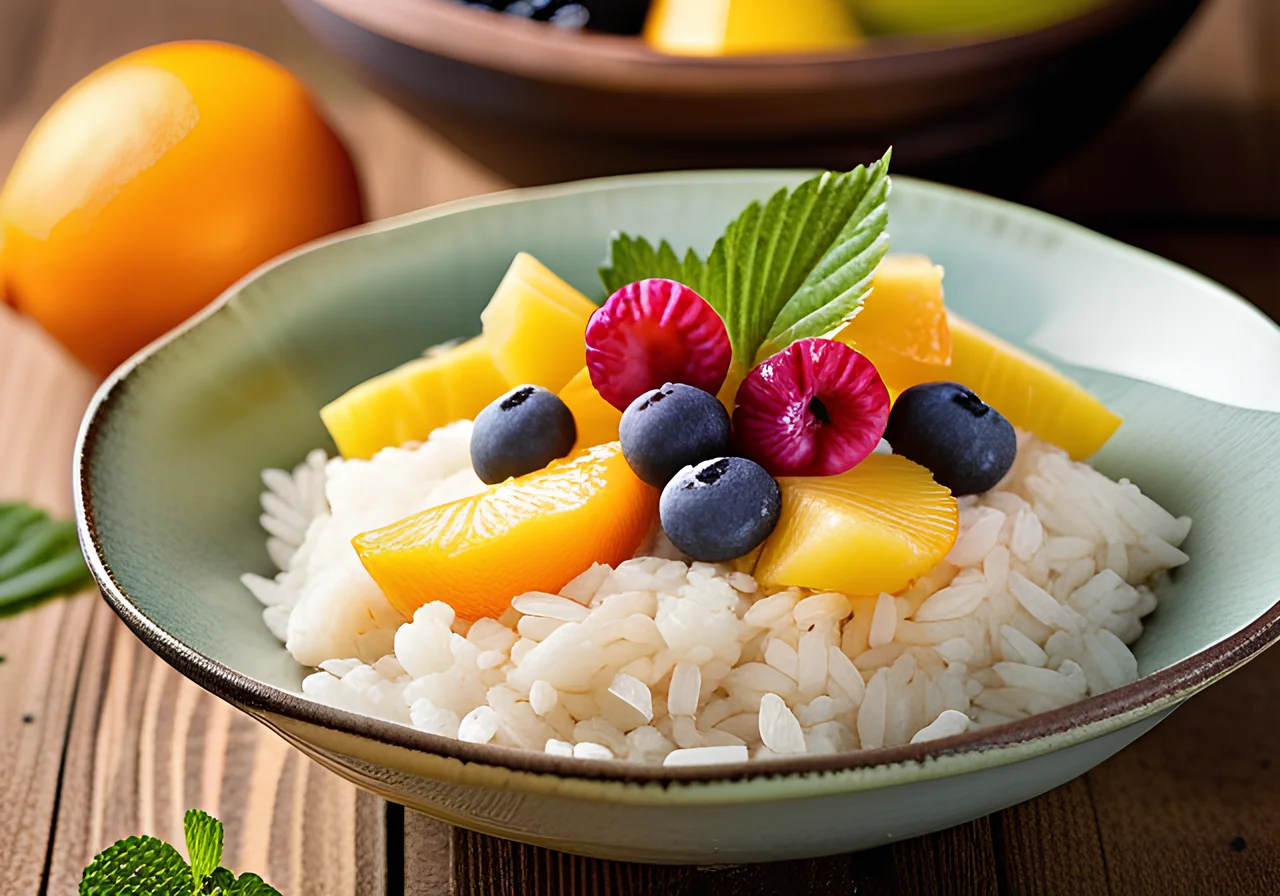 Coconut Rice with Fruit Salad
